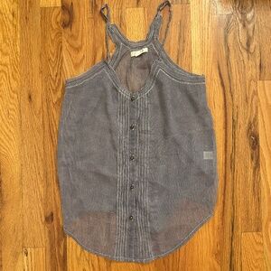 Y2K Aerie Striped Sheer Tank | Button Front | XS